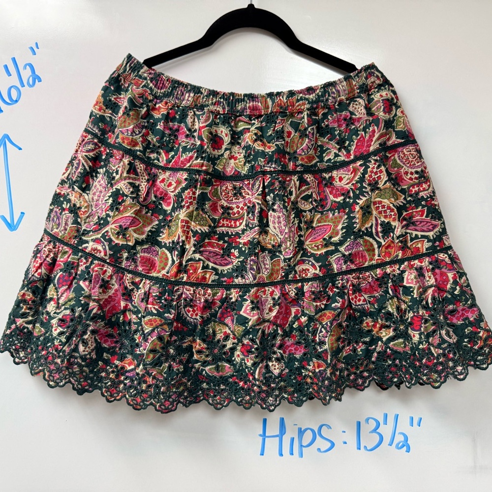 Elegant Floral Mini Skirt in Green and Pink
